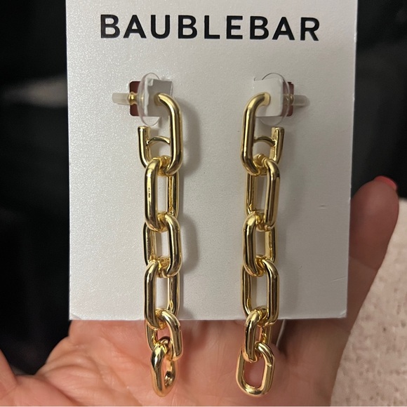 NWT BAUBLEBAR GOLD CHAIN LINK DROP EARRINGS - Picture 2 of 2